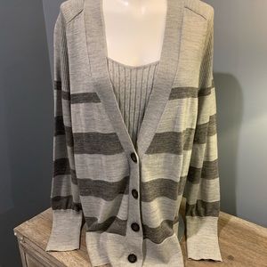 LOFT Cardigan Wool Blend Gray XL